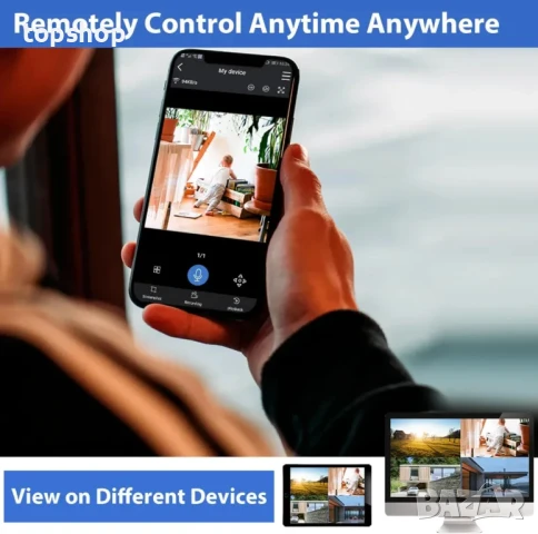 Hiseeu 5MP безжична PTZ система IP66 4 бр. WiFi камери,1TB твърд диск, 4K 10CH NVR, 2-посочно аудио, снимка 3 - Комплекти за видеонаблюдение - 50494941