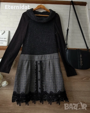 Зимна елегантна рокля с дантела 