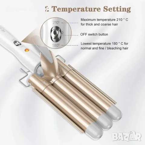 Тройна ретро преса за къдрене на косата. Цвета е според наличноста на слада. Розова или златиста, снимка 4 - Преси за коса - 47171688