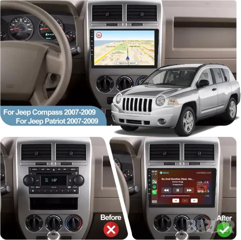 Мултимедия, Двоен дин, за Jeep Compass, 10" инча, Андроид, навигация, плеър, с Android, JEEP Compass, снимка 2 - Аксесоари и консумативи - 47421802