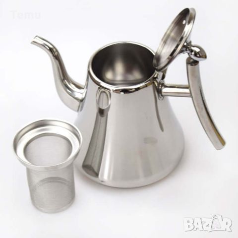 Красив чайник от неръждаема стомана в комплект със специално пригодена за дизайна цетка за чай. 🔥 Из, снимка 5 - Други - 45780325