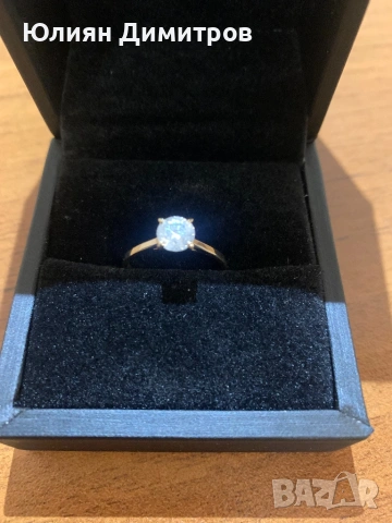 Годежен пръстен - естествен диамант 0,98к с 14к злато, снимка 2 - Пръстени - 53244921