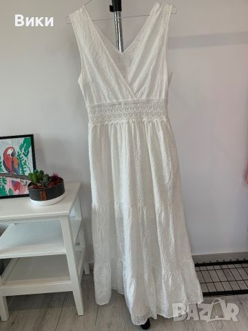 Дълга бяла рокля в размер 38, подходяща за S/M, снимка 13 - Рокли - 46260512