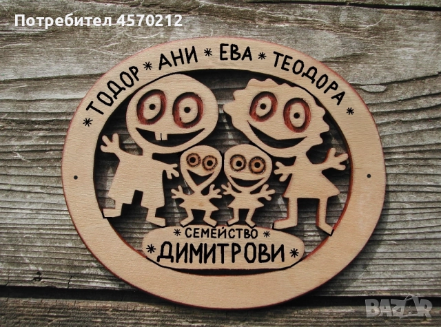 Табелка за врата семейство, Дървена табела с имена, Табелка за входна врата на апартамент или къща, снимка 4 - Декорация за дома - 52050222