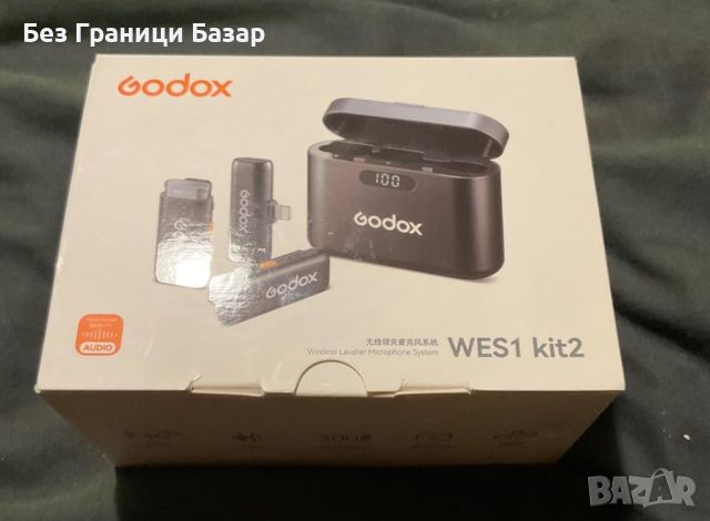 Нов Godox WES1 Kit2 Двуканален Лавалиер Микрофон 2.4G за iPhone Айфон, снимка 9 - Микрофони - 45509178