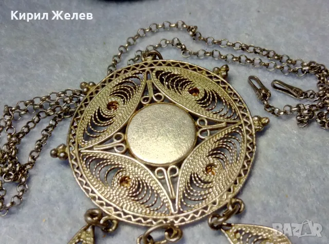 СТАР ФИЛИГРАНЕН СРЕБЪРЕН МЕДАЛЬОН СРЕБРО ВИСОКА ПРОБА с ГНЕЗДО за СКЪП КАМЪК иСРЕБЪРНА ВЕРИЖКА 44369, снимка 13 - Антикварни и старинни предмети - 49886084