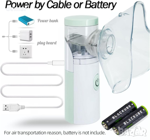 Преносим безшумен парен инхалатор за възрастни и деца - USB/захранван от батерия, снимка 5 - Други - 44940493