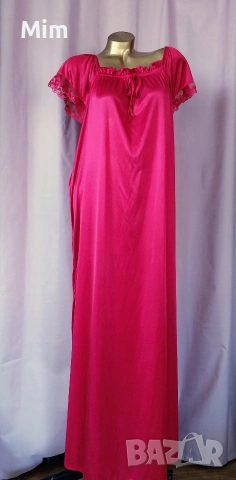 5XL Червена, дълга, сатенена нощница , снимка 2 - Нощници - 53980358