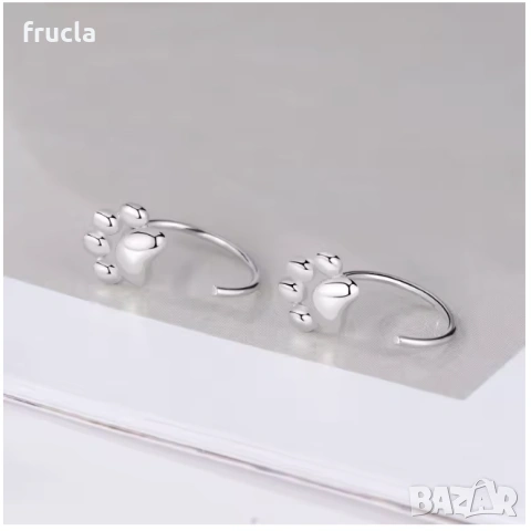 Сребърни Обеци Лапи, снимка 2 - Обеци - 53947948