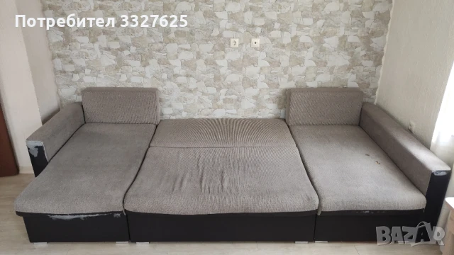 П-образен разтегателен диван с функция сън и място за багаж, снимка 3 - Дивани и мека мебел - 50836090