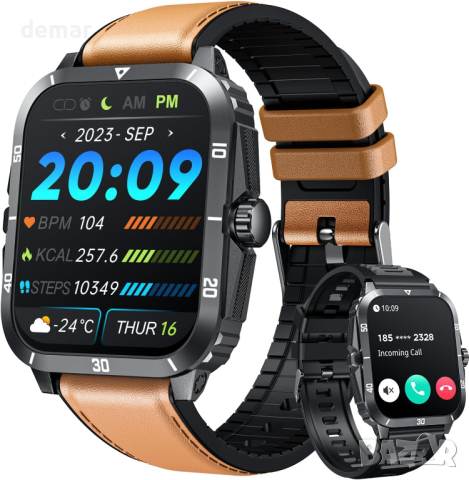 Смарт часовник за мъже, 2.0" сензорен екран Bluetooth разговори