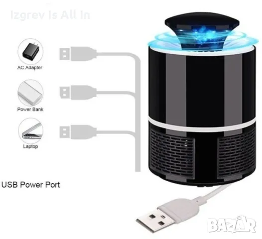 LED Лампа против комари с USB захранване / Цвят: Черен / 5V, снимка 6 - Други стоки за дома - 49260415