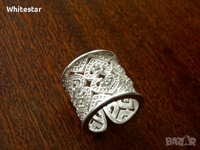 Посребрен дамски пръстен, снимка 3 - Пръстени - 53643643