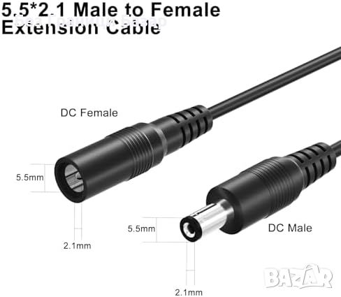 Нов 12V 5м DC Удължителен Кабел 5.5x2.1mm за Охранителни Камери, снимка 4 - Други стоки за дома - 45220285