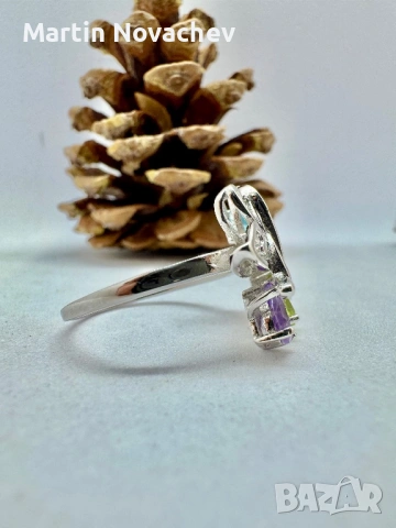 Сребърен пръстен с естествени камъни, снимка 7 - Пръстени - 53211206