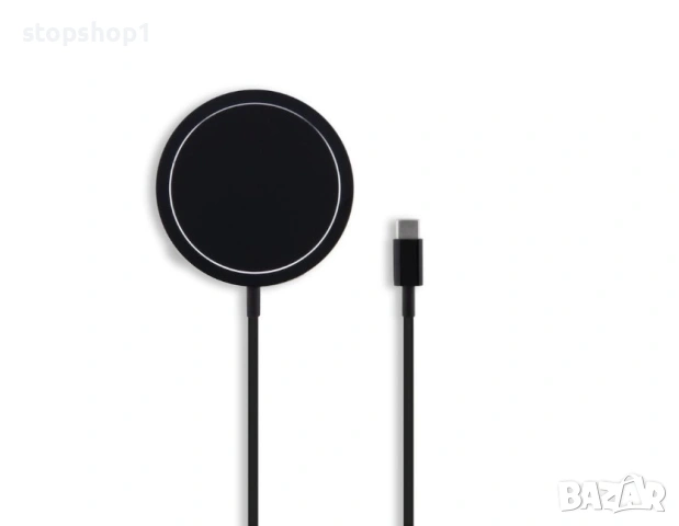Поставка (пад) за безжично зареждане за iPhone с MagSafe - USB-C Magnetic Wireless Qi Charger 15W (ч
