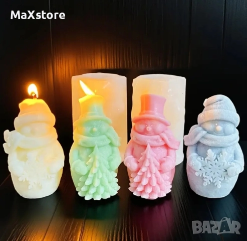 3D снежен човек с елха снежинка Силиконов молд за свещи гипс сапун смола , снимка 4 - Форми - 51955415