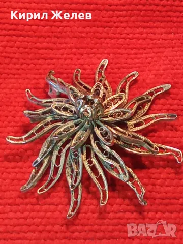 СТАРИННА ФИНА ФИЛИГРАННА СРЕБЪРНА БРОШКА ЦВЕТЕ СРЕБРО ВИСОКА ПРОБА РЪЧНА МАЙСТОРСКА РАБОТА 47957, снимка 14 - Антикварни и старинни предмети - 48476640