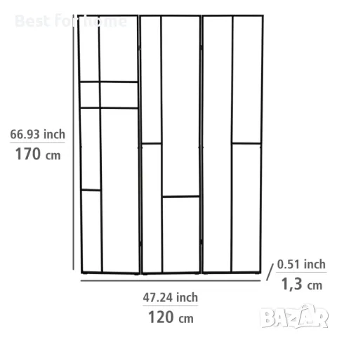 Сгъваем метален параван универсален 170 см 3 части, снимка 5 - Паравани - 47232620