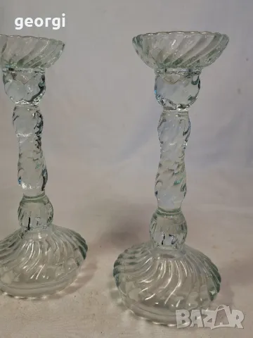 два стъклени свещника  6/3, снимка 2 - Декорация за дома - 49272215