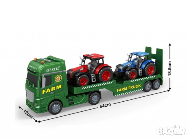ToyStar Автовоз FARM с Трактори – Звук и Светлина, снимка 3 - Коли, камиони, мотори, писти - 52125855