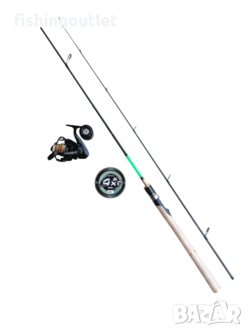 Лайт спининг комплект - въдица, макара и плетено влакно 0.06мм