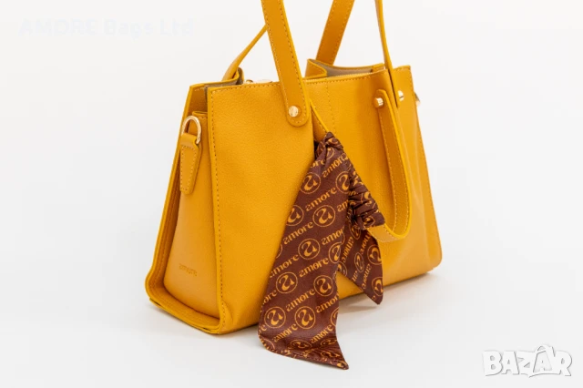 Класическа дамска чанта AMORE Giulia - Mustard, снимка 2 - Чанти - 50657885