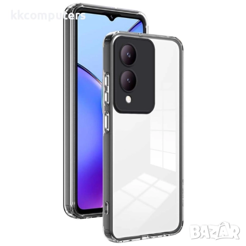Защитен калъф TPU+PC за vivo Y17s 4G / Y28 5G / Y33t- TPU гръб, PC рамка, вкл. Протектор (Черен, Про, снимка 2 - Калъфи, кейсове - 52561544