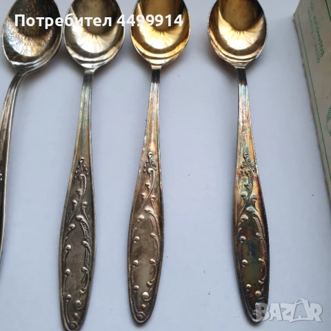 Руски посребрени и позлатени чаени лъжички, снимка 4 - Антикварни и старинни предмети - 50984084