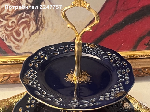 Двуетажно плато Echt Kobalt, снимка 4 - Антикварни и старинни предмети - 52911138