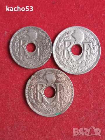 10,25,25 сантима 1930-32 г. Франция., снимка 2 - Нумизматика и бонистика - 53210997