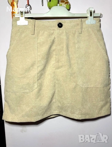 Стилна бежова пола Рипс, снимка 2 - Поли - 53729923