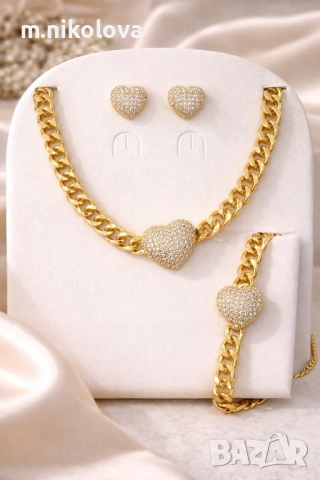 Heart Glam Set 💖 | колие, гривна и обеци със сърца