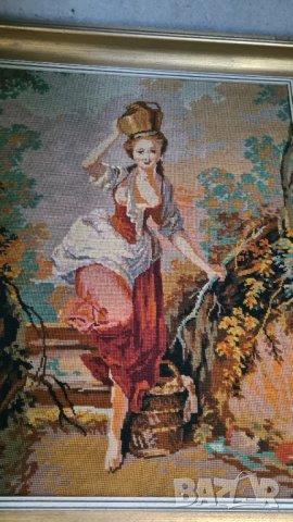 Ръчно изработен европейски гоблен с рамка – антик стил, снимка 2 - Гоблени - 50939911