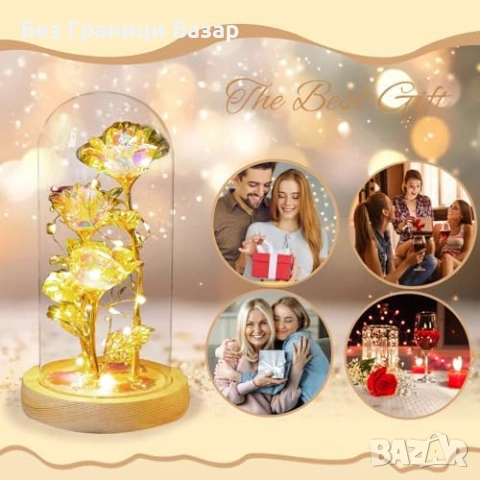 Нова декоративна Роза в стъклен купол LED подарък за мама приятелка жена, снимка 4 - Декорация за дома - 53927319