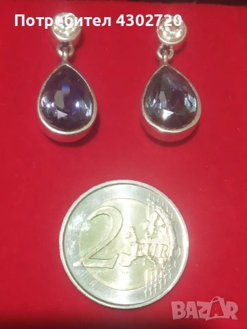 Обеци с кристали и сребърно поктитие, снимка 5 - Обеци - 53763501