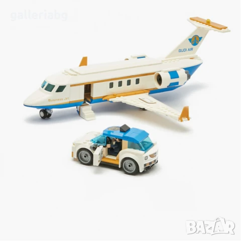 Конструктор GUDI самолет и кола – 461 части | Livin’ City Business Jet | Съвместим с Lego, снимка 2 - Конструктори - 51042635