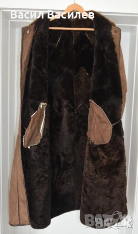 Дълъг дамски кожух кафяв агнешка кожа, снимка 3 - Якета - 51932225