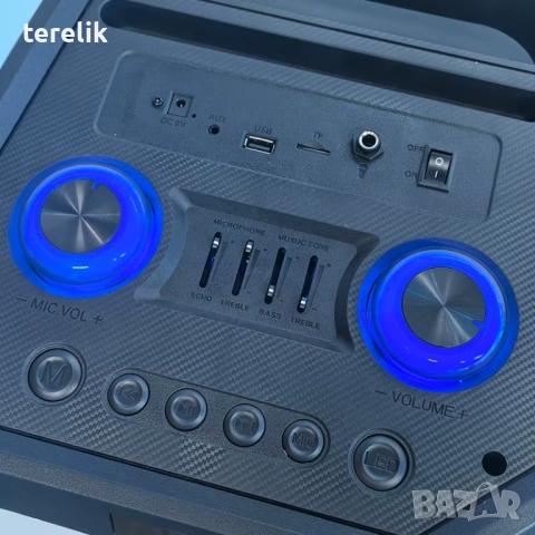 🔊 ABS-12202 – 12”×2 Xbass 200W 6000mah-50лв Професионална караоке тонколона, Bluetooth, 2 микрофонa, снимка 11 - Тонколони - 51831180