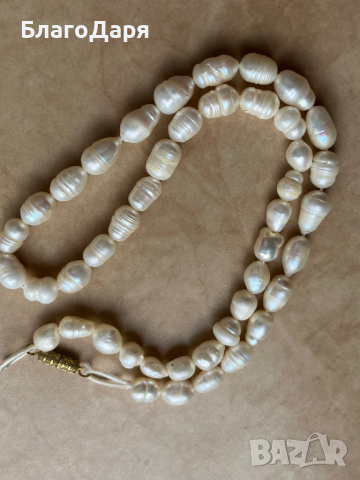 Колие естествени перли, снимка 1 - Колиета, медальони, синджири - 45058047
