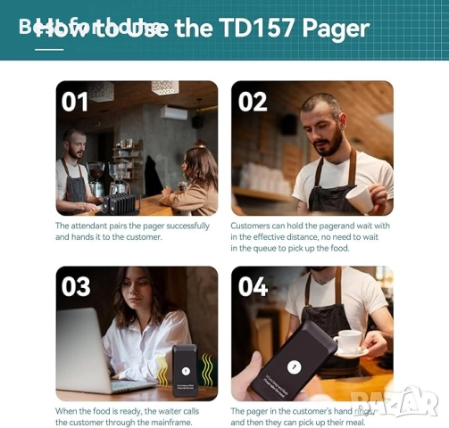 Retekess TD157 Пейджър система, 16 пейджъра, Gastro, 300 mAh, снимка 2 - Друга електроника - 52807658