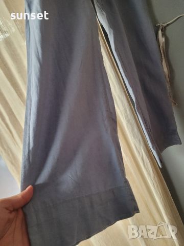 H& M ЛЕНЕН  син панталон,широки крачоли- М размер, снимка 7 - Панталони - 46430670