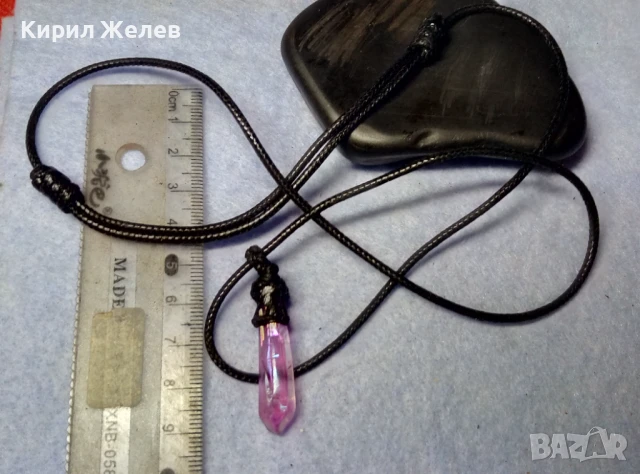 СТИЛЕН ВИНТИДЖ АРТ СКЪПОЦЕНЕН МЕДАЛЬОН ФАСЕТИРАН НАТУРАЛЕН АМЕТИСТ с ПЛЕТЕНО ШНУРЧЕ 50194, снимка 7 - Колиета, медальони, синджири - 51255644