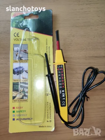 Тестер за напрежение 8 в 1 : AC/DC: 6V/12V/24V/50V/110V/220V/380V Честота: 0~60Hz Скала с светодиоди