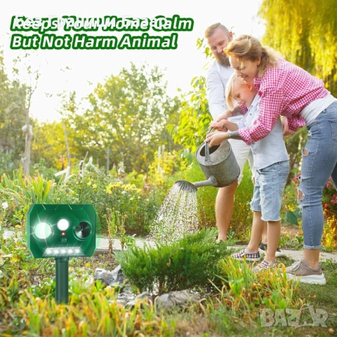 Нов Соларен ултразвуков уред против животни с PIR сензор IPX65 за градина двор Защита, снимка 3 - Други стоки за дома - 52465994