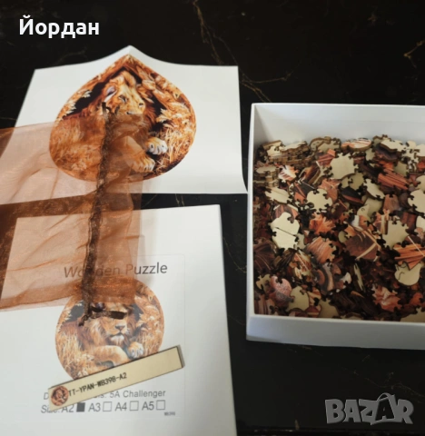 Луксозен дървен пъзел Лъв 500 части за подарък или декорация, снимка 4 - Игри и пъзели - 53228927