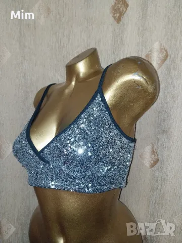 BIK BOK S Бюстие със сребристи пайети , снимка 3 - Корсети, бюстиета, топове - 50227937