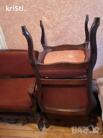 двойка диван с фотьойл Art'Deco,табуретки и.., снимка 3 - Дивани и мека мебел - 15300656