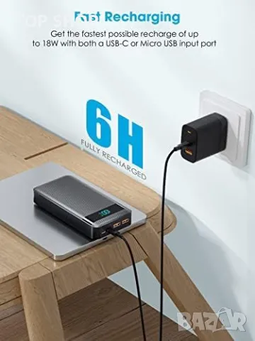 Нова Преносима батерия 30000mAh, USB-C, 4 порта за зареждане Power Bank, снимка 6 - Външни батерии - 49409704