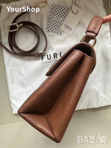 Дамска чанта Furla 1927 в кафяв цвят, снимка 3 - Чанти - 54061430
